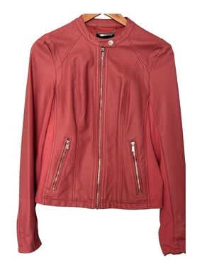 Express Women's Dusty Rose Faux Leather Moto Jacket